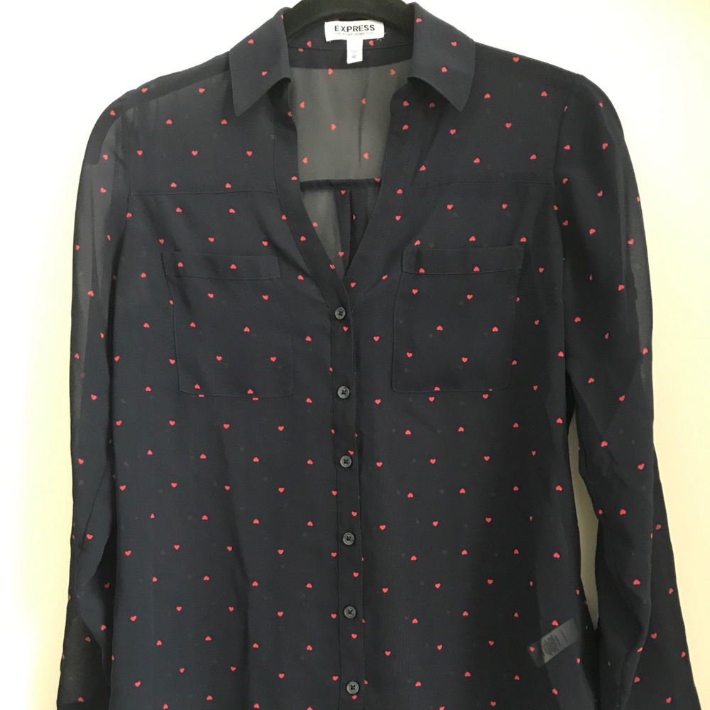 Express Navy with Hearts Portofino Shirt
